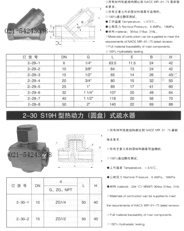 S19H型热动力（圆盘）式疏水阀